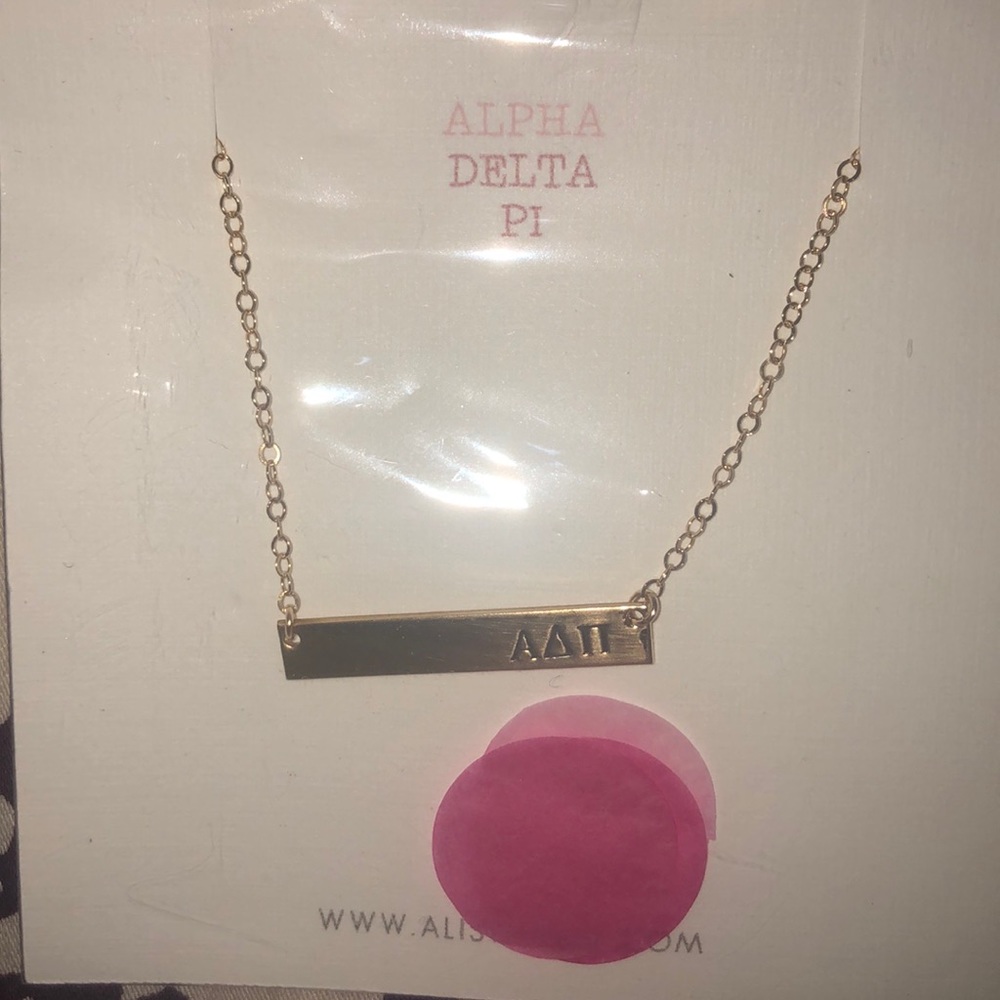 Gold Alpha Delta Pi bar necklace
